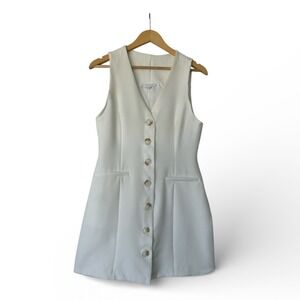 Iris Womens White Sleeveless Button Front Mini Dress Vest Style Size M